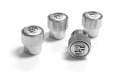 Porsche Valve Stem Caps- Silver Crest